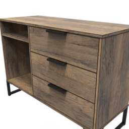 Fuji 3 Drawer Tv Unit In Vintage Oak (Ready Assembled) - thumbnail 4