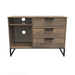 Fuji 3 Drawer Tv Unit In Vintage Oak (Ready Assembled) - thumbnail 1