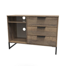 Fuji 3 Drawer Tv Unit In Vintage Oak (Ready Assembled) - thumbnail 3