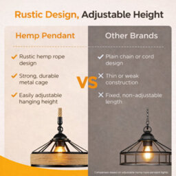 Vintage Industrial 30Cm Ceiling Pendant Light Hemp Rope Metal Cage Hanging Lamp - thumbnail 7