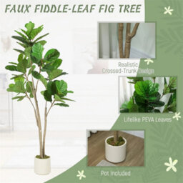 150Cm Artificial Fiddle Leaf Fig Tree Green - thumbnail 4