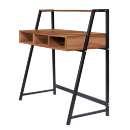 RB UK Nautilus Designs Walnut Computer Desk With Black Frame & Upper Storage Shelf - thumbnail 1