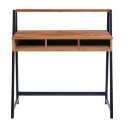 RB UK Nautilus Designs Walnut Computer Desk With Black Frame & Upper Storage Shelf - thumbnail 2