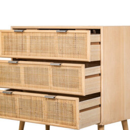 Nordlys 3-Drawer Solid Wood And Natural Rattan Dresser Exotic Boho Bedroom - thumbnail 8