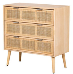 Nordlys 3-Drawer Solid Wood And Natural Rattan Dresser Exotic Boho Bedroom - thumbnail 2