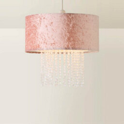 Valuelights Boland Pink Velvet & Acrylic Droplet Ceiling Lamp Shade And Bulb (D)35Cm - thumbnail 6