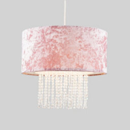 Valuelights Boland Pink Velvet & Acrylic Droplet Ceiling Lamp Shade And Bulb (D)35Cm - thumbnail 4