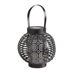 Black Solar Powered Ferrara Lantern With Decorative Cut-Out Design & Flaming Effect - Freestanding Or Hanging Outdoor Garden Light - thumbnail 3