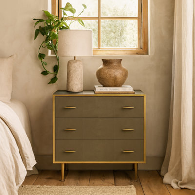 Wyld Haus Verona Grey Shagreen Chest Of Drawers With Brushed Gold Trim - image 1