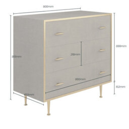 Wyld Haus Verona Grey Shagreen Chest Of Drawers With Brushed Gold Trim - thumbnail 7