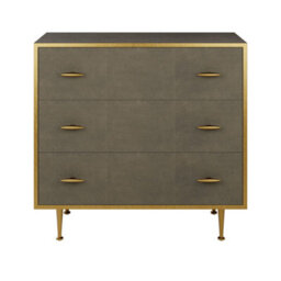Wyld Haus Verona Grey Shagreen Chest Of Drawers With Brushed Gold Trim - thumbnail 4