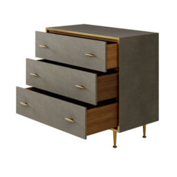 Wyld Haus Verona Grey Shagreen Chest Of Drawers With Brushed Gold Trim - thumbnail 5