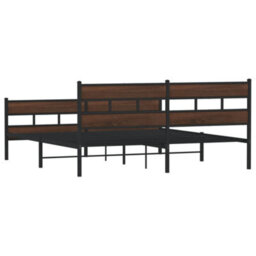 Berkfield Metal Bed Frame Without Mattress Brown Oak 193X203 Cm - thumbnail 6
