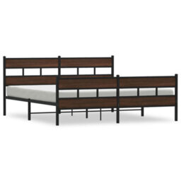Berkfield Metal Bed Frame Without Mattress Brown Oak 193X203 Cm - thumbnail 2
