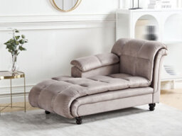 Beliani Right-Hand Chaise Longue Lormont Fabric Taupe - thumbnail 2