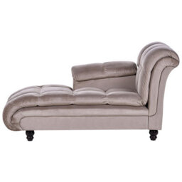 Beliani Right-Hand Chaise Longue Lormont Fabric Taupe - thumbnail 1