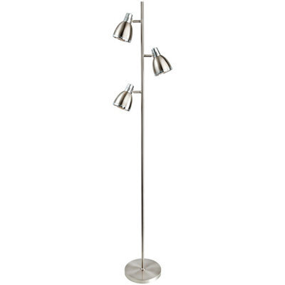 Luminosa Lighting Luminosa Vogue 3 Light Floor Lamp Brushed Steel, Chrome, E14