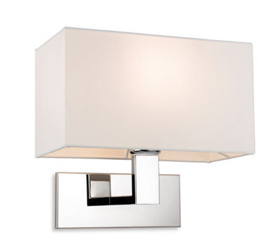 Luminosa Lighting Luminosa Raffles Wall Lamp Chrome With Rectangle Cream Shade