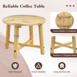 Outdoor Side Table For Solid Wood Structure Small Round Coffee Table Natural - thumbnail 3