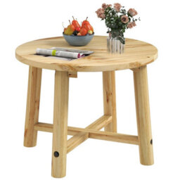 Outdoor Side Table For Solid Wood Structure Small Round Coffee Table Natural