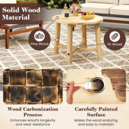 Outdoor Side Table For Solid Wood Structure Small Round Coffee Table Natural - thumbnail 4