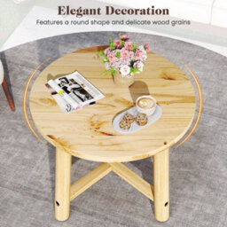 Outdoor Side Table For Solid Wood Structure Small Round Coffee Table Natural - thumbnail 5