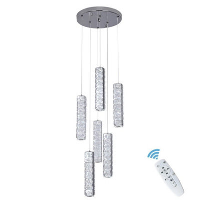 Pendant Light Dimmable Chandelier Led Silver With Remote Control - image 1