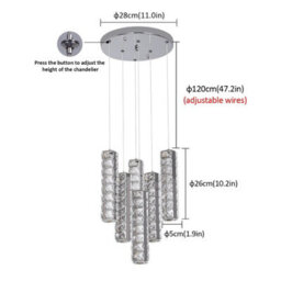 Pendant Light Dimmable Chandelier Led Silver With Remote Control - thumbnail 4