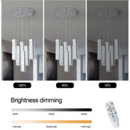 Pendant Light Dimmable Chandelier Led Silver With Remote Control - thumbnail 7