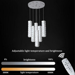 Pendant Light Dimmable Chandelier Led Silver With Remote Control - thumbnail 5