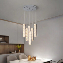 Pendant Light Dimmable Chandelier Led Silver With Remote Control - thumbnail 3