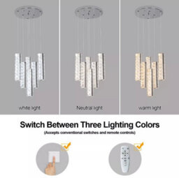 Pendant Light Dimmable Chandelier Led Silver With Remote Control - thumbnail 2