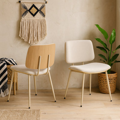 Wyld Haus Set Of 2 Nairobi Dining Chairs Beige Chenille And Oak Veneer - image 1