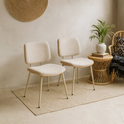 Wyld Haus Set Of 2 Nairobi Dining Chairs Beige Chenille And Oak Veneer - thumbnail 2