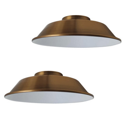 Yellow Brass Metal Ceiling Light Shade 22Cm Easy Fit Pendant Lamp For Bedroom, Hallway & Cafe Pack Of 2 - image 1