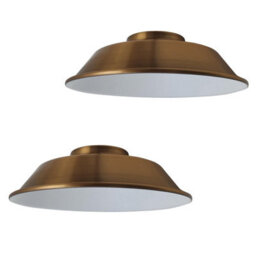 2 Yellow Brass Metal Ceiling Light Shade 22Cm Easy Fit Pendant Lamp For Bedroom, Hallway & Cafe