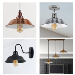 Yellow Brass Metal Ceiling Light Shade 22Cm Easy Fit Pendant Lamp For Bedroom, Hallway & Cafe Pack Of 2 - thumbnail 4