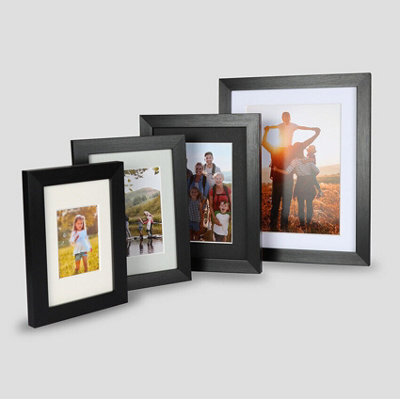 Triple Portrait Photo Frame Black With Three 3.5X2.5 Soft White Picture Mount - image 1