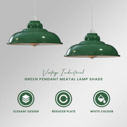 32Cm Green Metal Ceiling Pendant Lamp Shade Modern Easyfit Hanging Light Shade For Kitchen Living Room - thumbnail 4