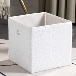 Ohs Boucle Cube Folding Space Saving Storage Boxes, White - 4 Pack - thumbnail 2