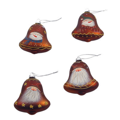 Christmas Tree Hanging Decorations - Bronze Bells Pack Of 4 Assorted - image 1