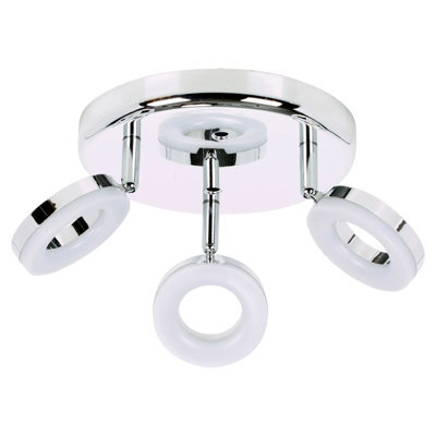 Urbn-Living Led 3 Arm Round Ceiling Light Chrome Spotlight Fitting 3.8W Bulbs Included - image 1
