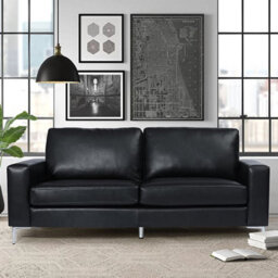Furniture in Fashion Baltic Faux Leather 3 Seater Sofa In Black - thumbnail 5
