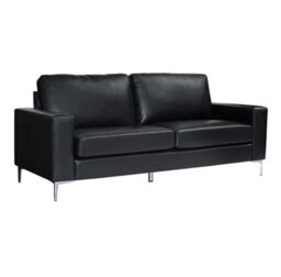 Furniture in Fashion Baltic Faux Leather 3 Seater Sofa In Black - thumbnail 2