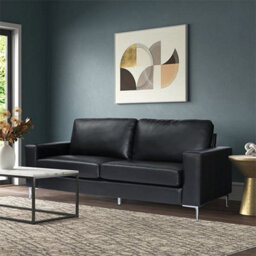 Furniture in Fashion Baltic Faux Leather 3 Seater Sofa In Black - thumbnail 6