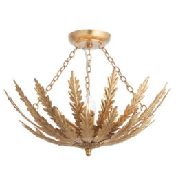 Luminosa Lighting Luminosa Delphine Decorative Gold Layered Leaf Semi Flush Ceiling Light - thumbnail 2