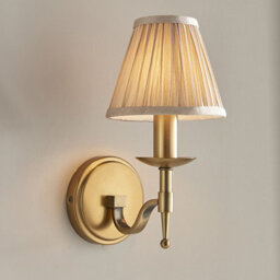 Luminosa Lighting Luminosa Stanford 1 Light Indoor Candle Wall Light Antique Brass With Beige Shade, E14 - thumbnail 2