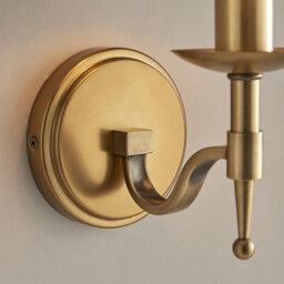 Luminosa Lighting Luminosa Stanford 1 Light Indoor Candle Wall Light Antique Brass With Beige Shade, E14 - thumbnail 3