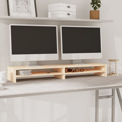 Walplus Monitor Stand 100X24X13 Cm Solid Wood Pine - image 1
