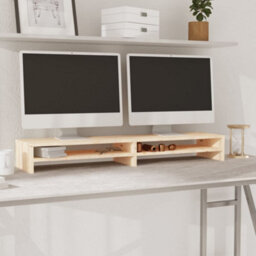 Walplus Monitor Stand 100X24X13 Cm Solid Wood Pine - thumbnail 1
